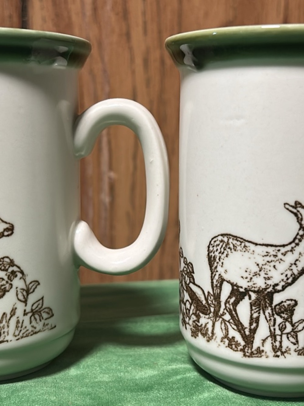 Pair of Fawn, Foliage & Fungi Vintage mugs